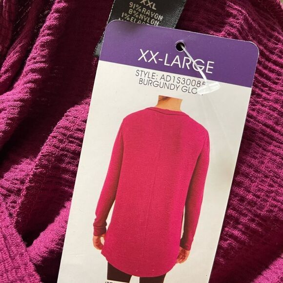 Adrianna Papell women’s burgundy glow long sleeved VNeck tunic shirt XXLarge - Picture 4 of 5